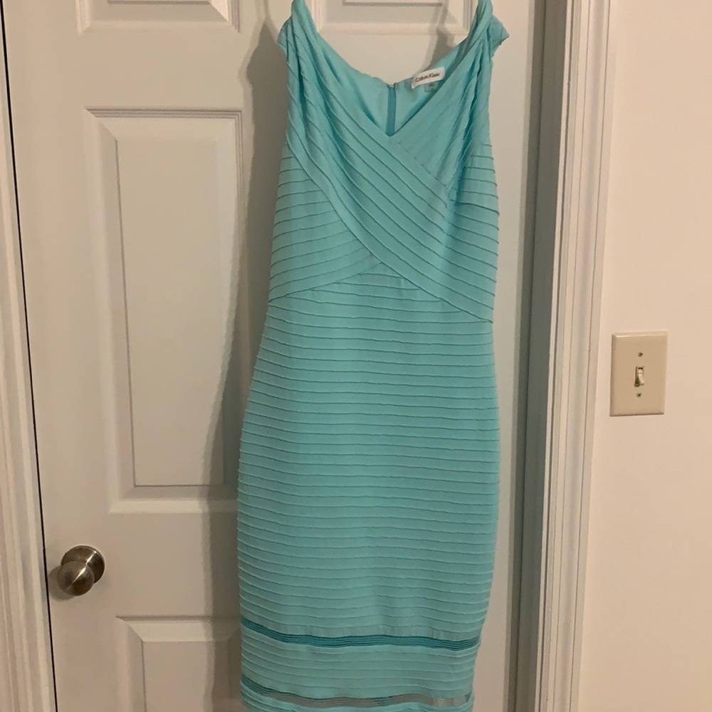 Light aqua blue, Body Con, Calvin Klein dress